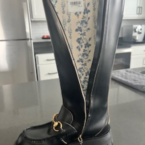 Gucci Black Leather Knee-High Boots - Picture 3 of 8